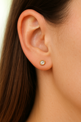Round Cut Diamond Earrings 1.0 Carat (Bezel Set) Lab Diamonds - Fenom & Co.