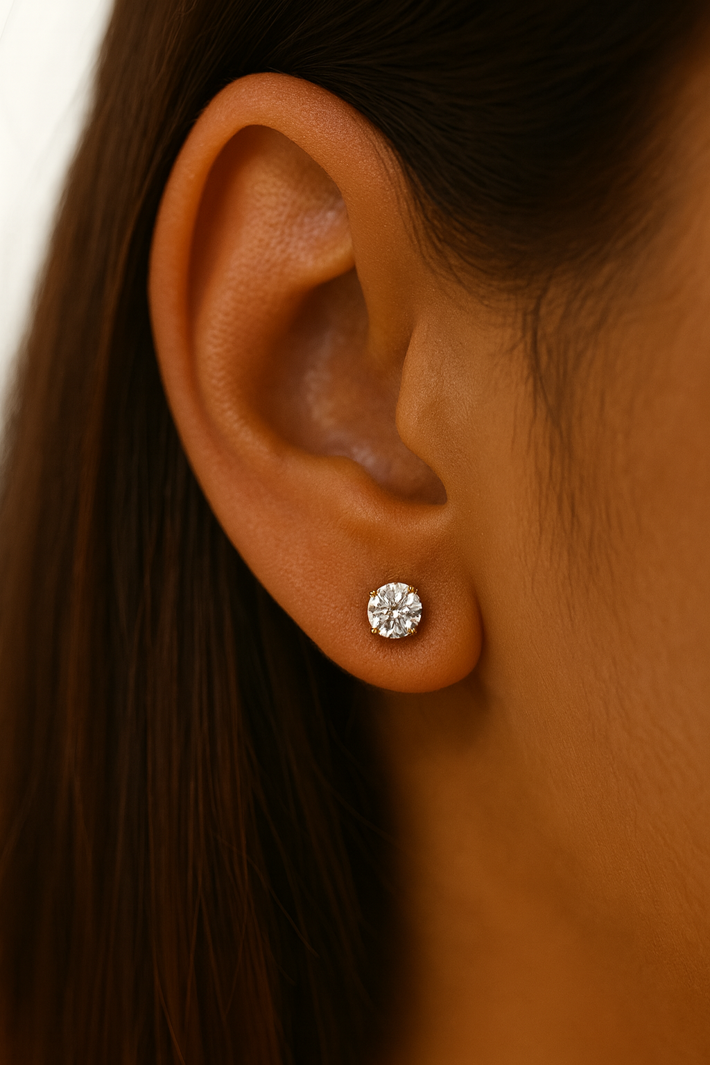 Round Cut Diamond Earrings 1.0 Carat (4-Prongs) Lab - Fenom & Co.
