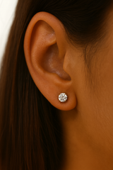 Round Cut Diamond Earrings 1.0 Carat (4-Prongs) Lab - Fenom & Co.