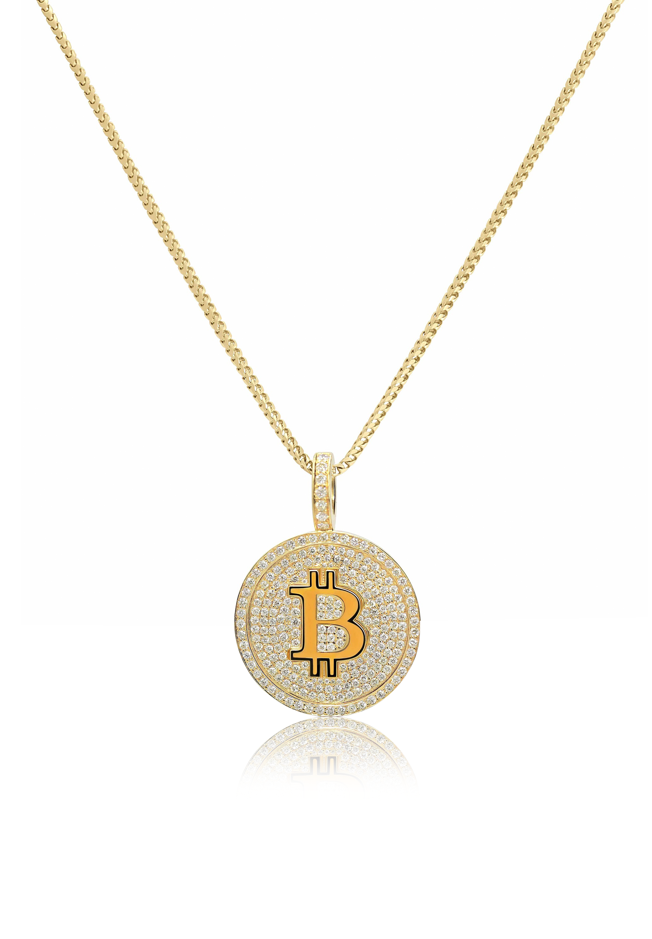 Bitcoin Piece Pendant Fully Iced Out – Fenom & Co.