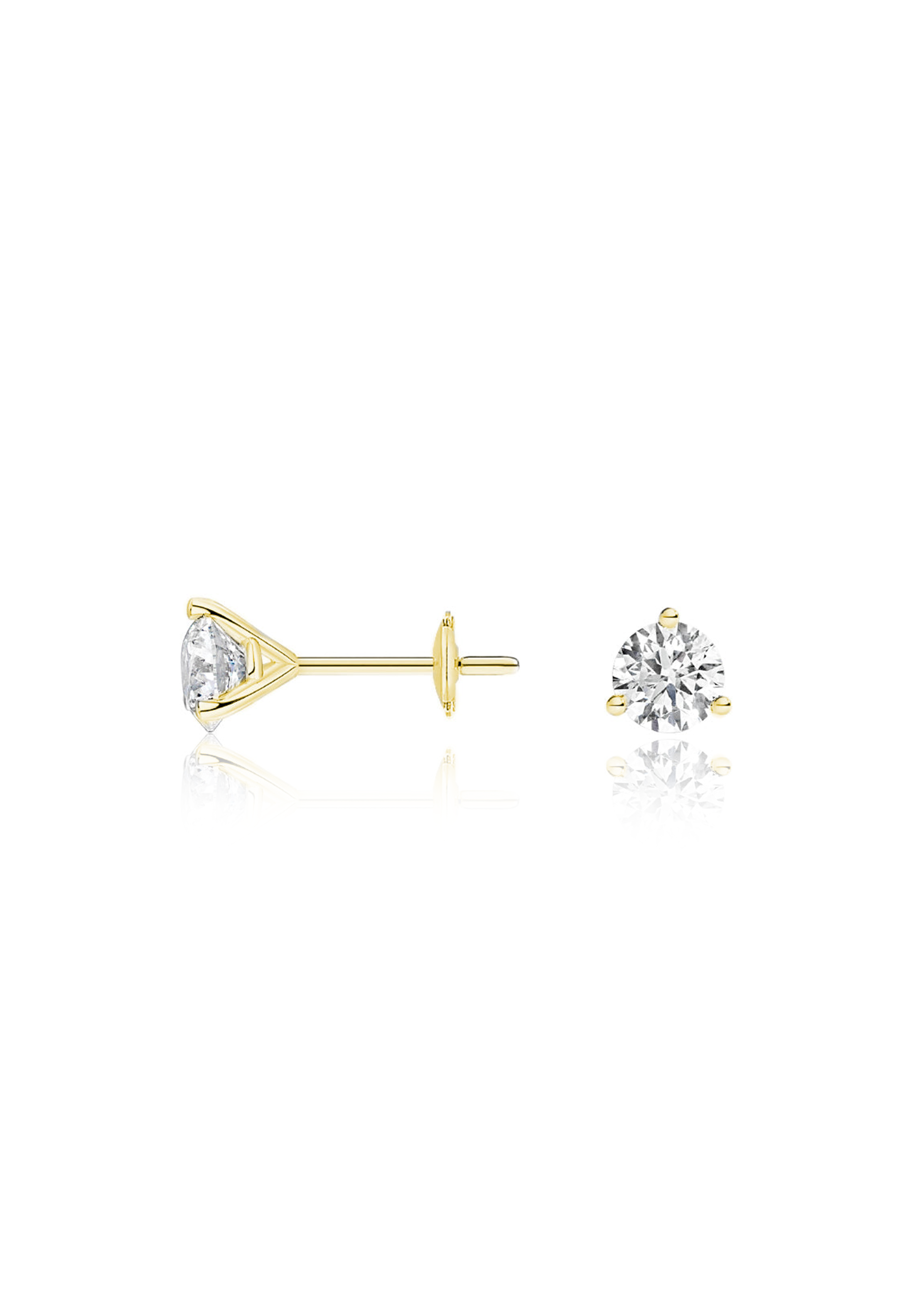 Round Cut Diamond Earrings 1.0 Carat (3-Prongs) - Fenom & Co.