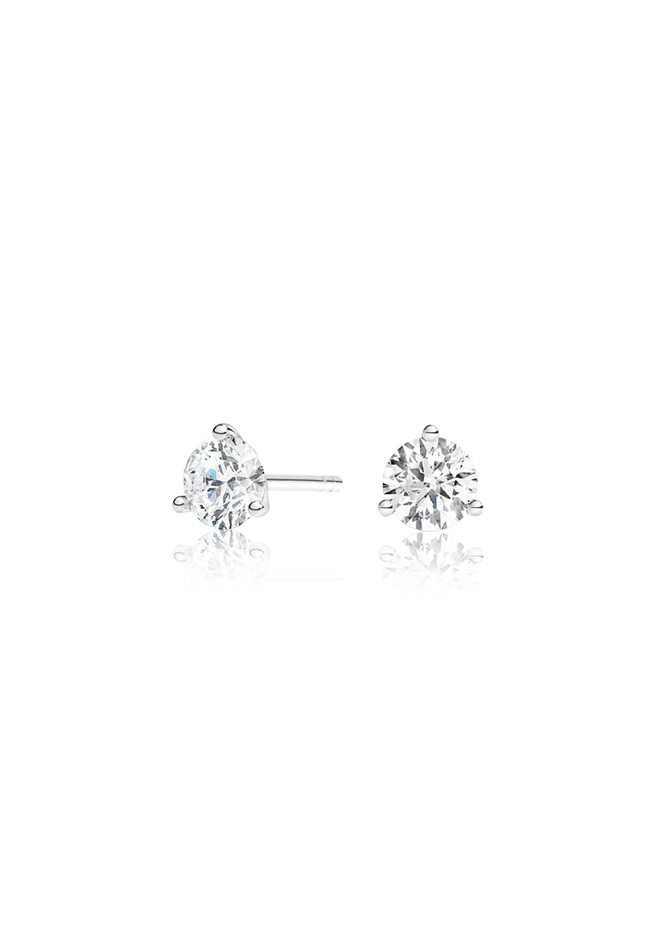 Round Cut Diamond Earrings 1.0 Carat (3-Prongs) - Fenom & Co.