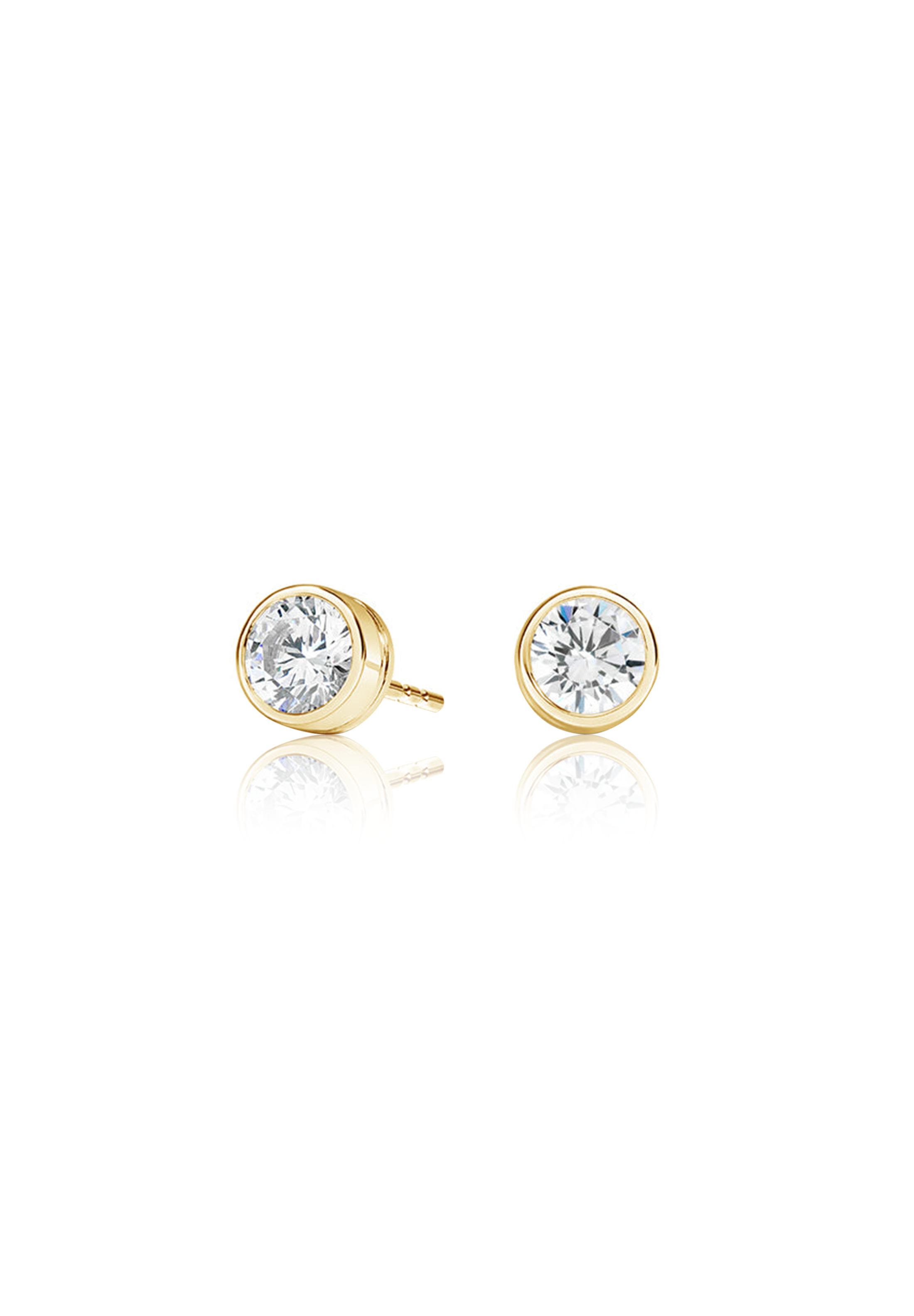 Round Cut Diamond Earrings 1.0 Carat (Bezel Set) - Fenom & Co.